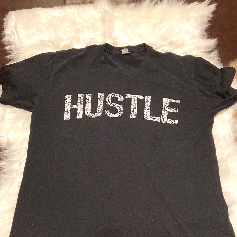 Hustle Work Hard TShirt Womens Black Size M